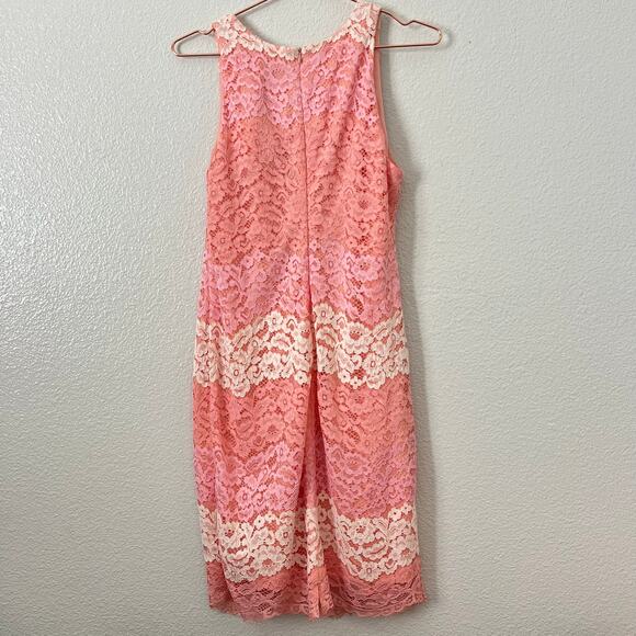 Alexia Admor floral lace pink ivory ombré stripe sheath dress - Picture 2 of 4